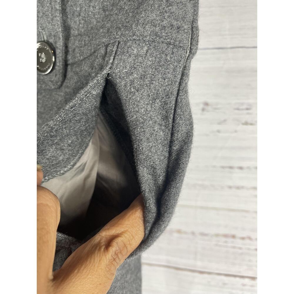 Burberry London Pants Women's M Gray Wool Blend Wide Leg Cropped Button Detail - Picture 4 of 9